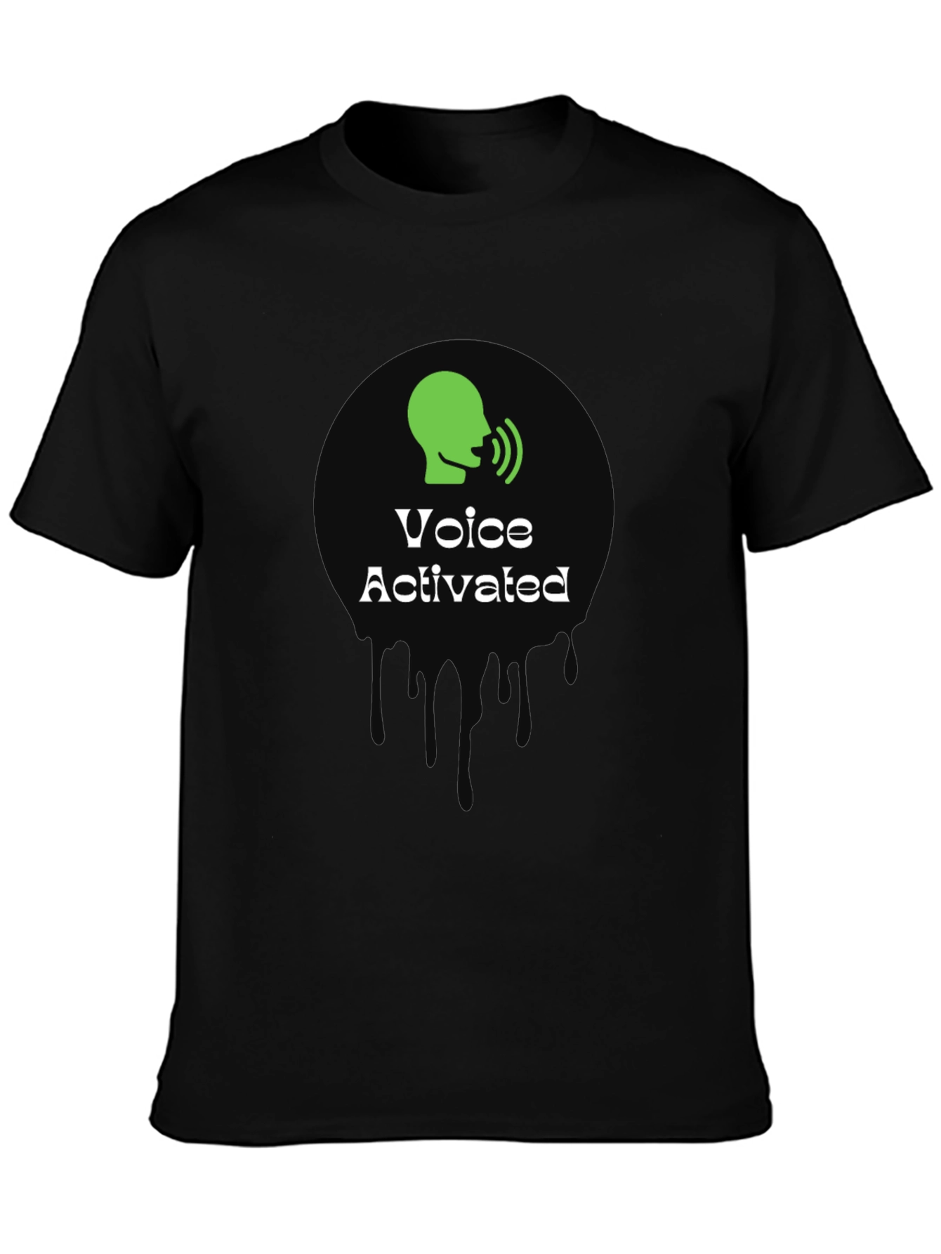 Voice Activated Graphic T-Shirt - Black Crew Neck