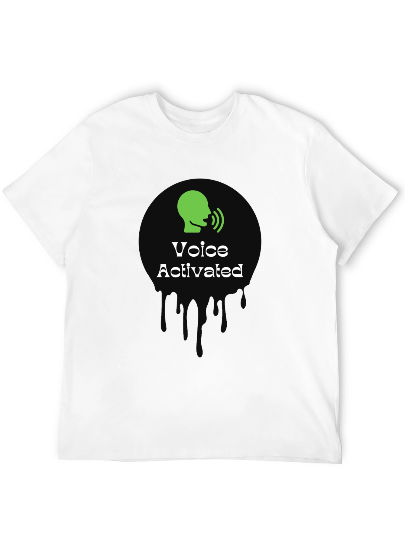 Voice Activated Graphic T-Shirt - Black Crew Neck