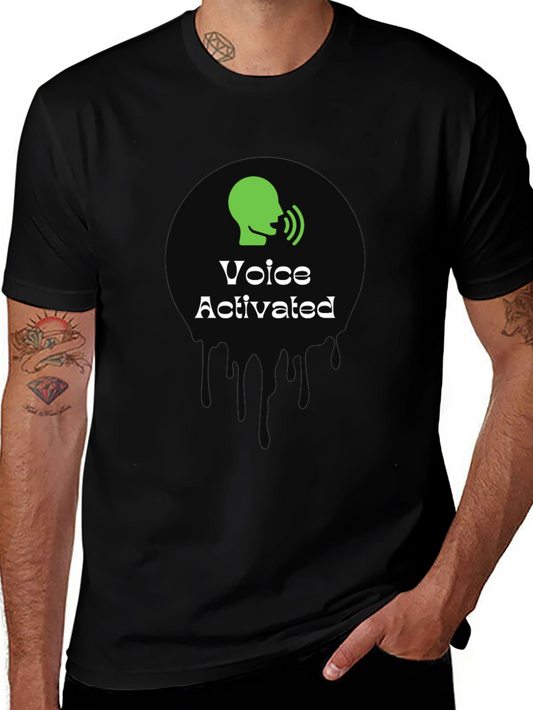 Voice Activated Graphic T-Shirt - Black Crew Neck