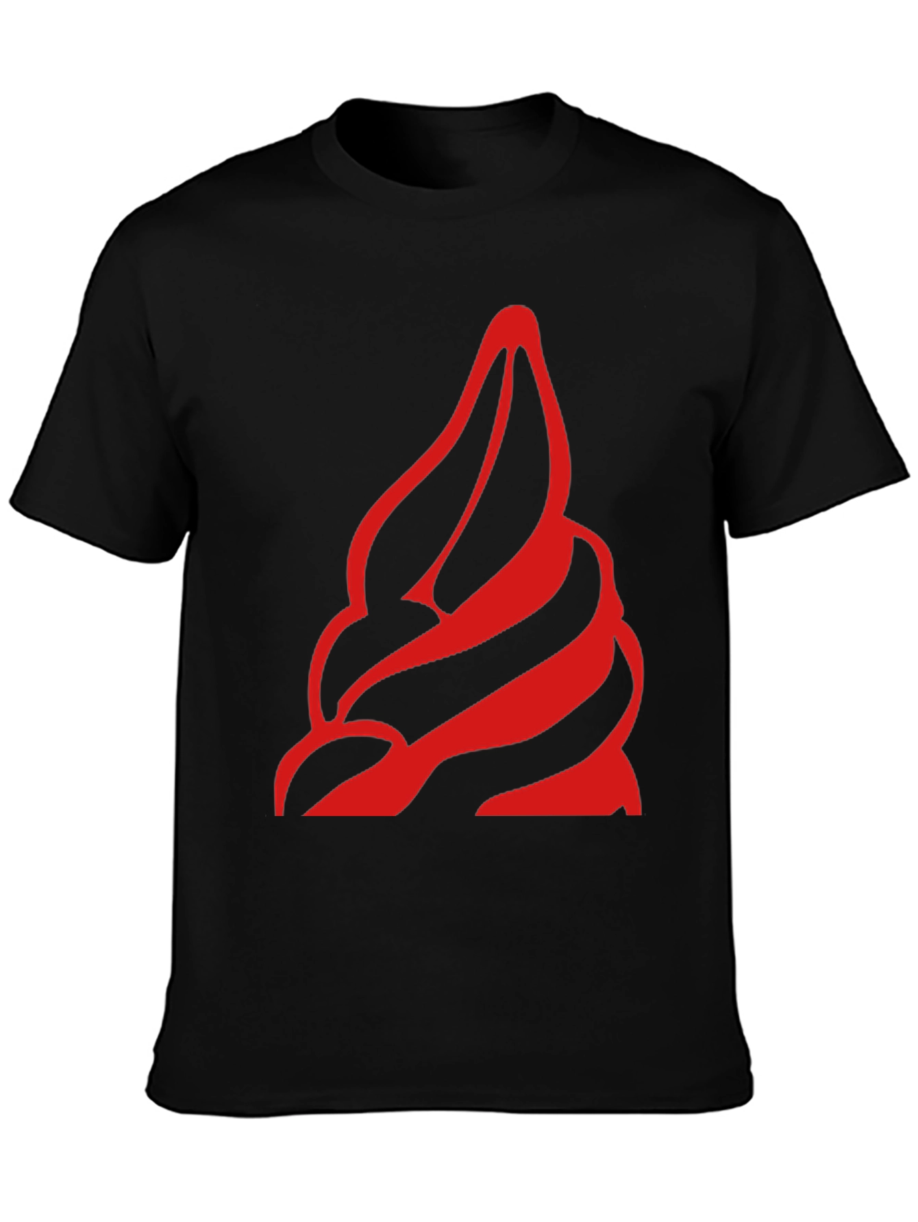 Bold Red Swirl Graphic Black T-Shirt