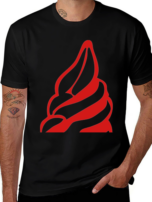 Bold Red Swirl Graphic Black T-Shirt