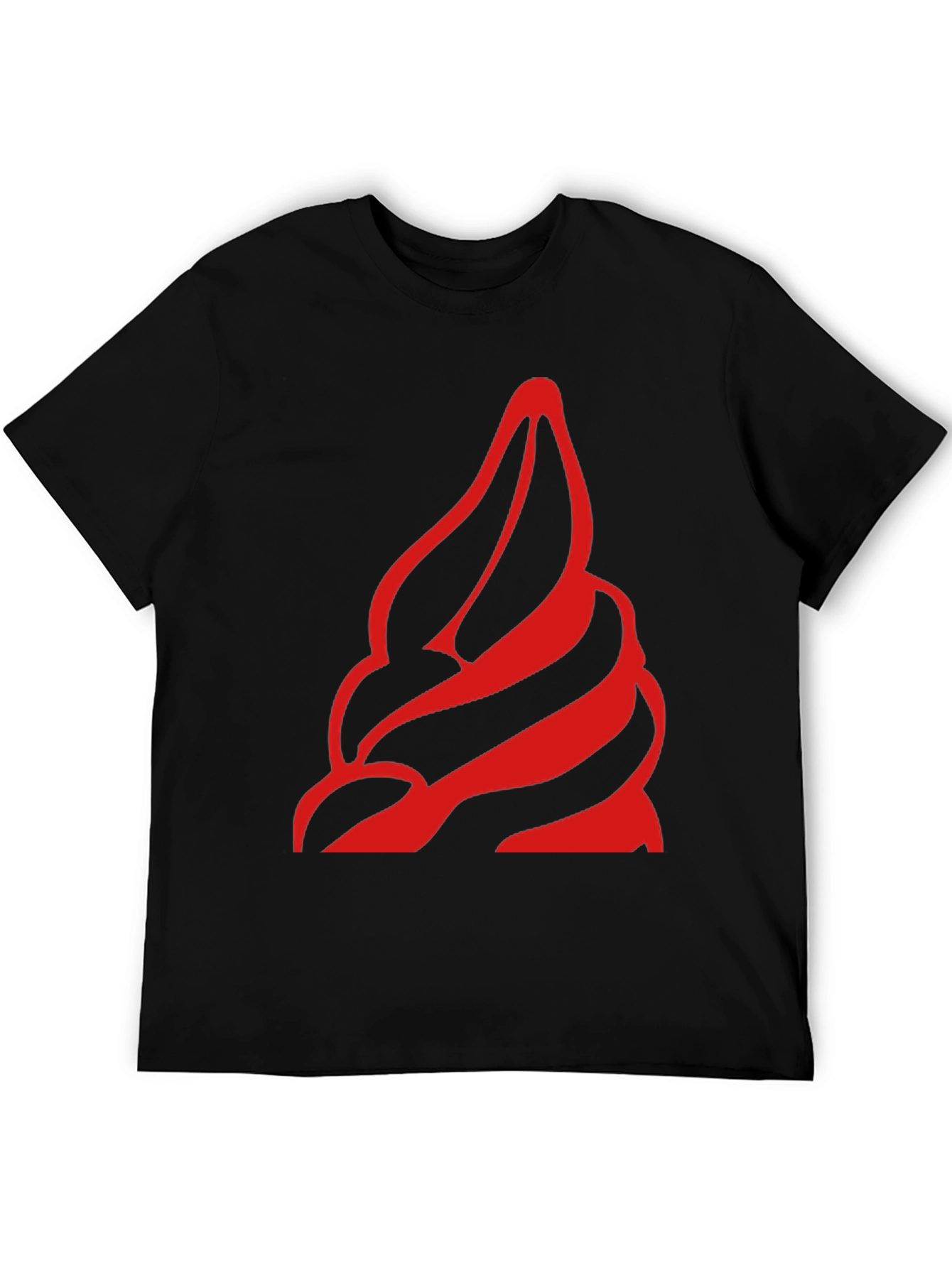 Bold Red Swirl Graphic Black T-Shirt