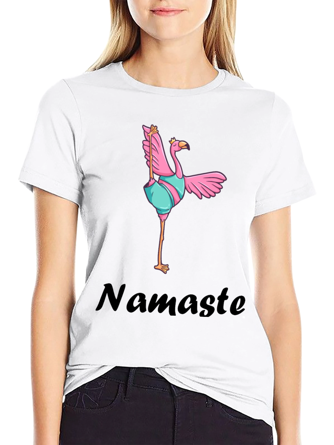Namaste Flamingo T-Shirt - Yoga Bird Tee
