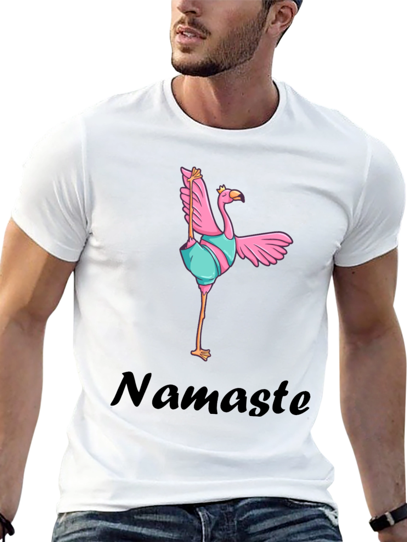 Namaste Flamingo T-Shirt - Yoga Bird Tee