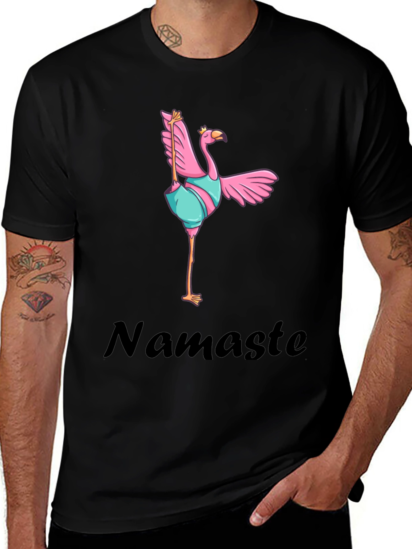 Namaste Flamingo T-Shirt - Yoga Bird Tee