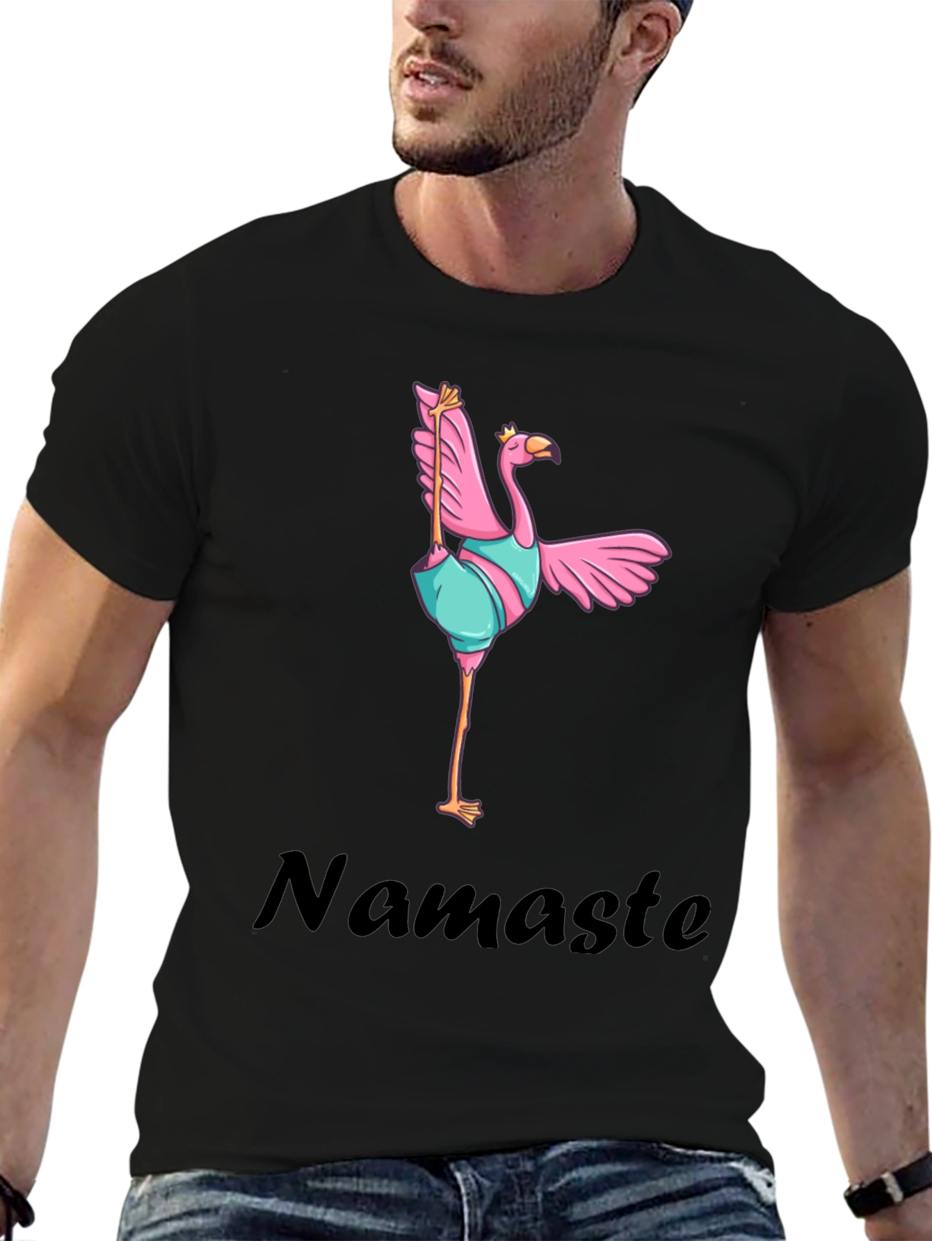 Namaste Flamingo T-Shirt - Yoga Bird Tee