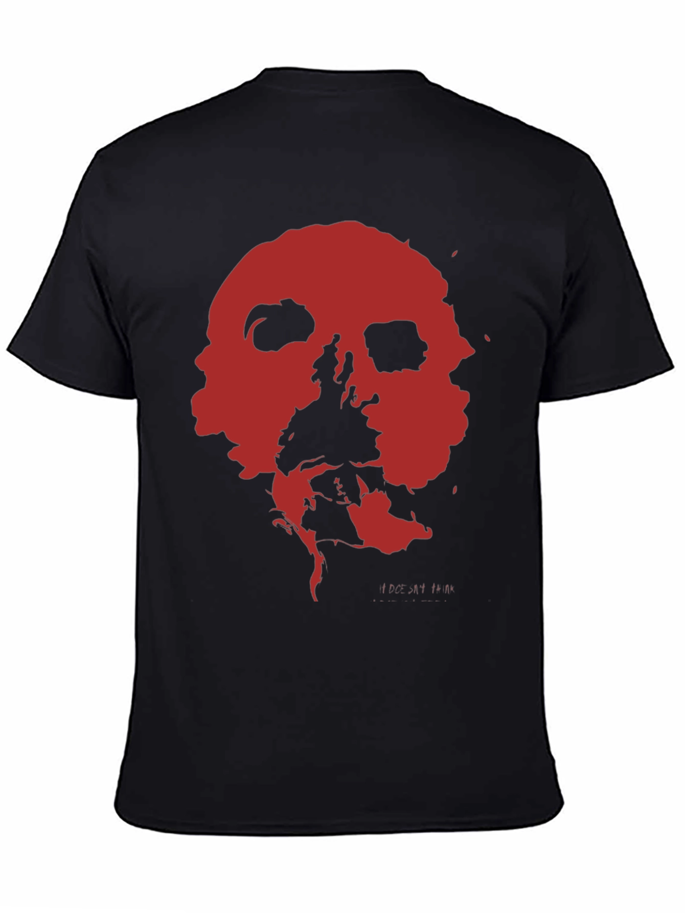 Abstract Red Skull Graphic Print Black T-Shirt