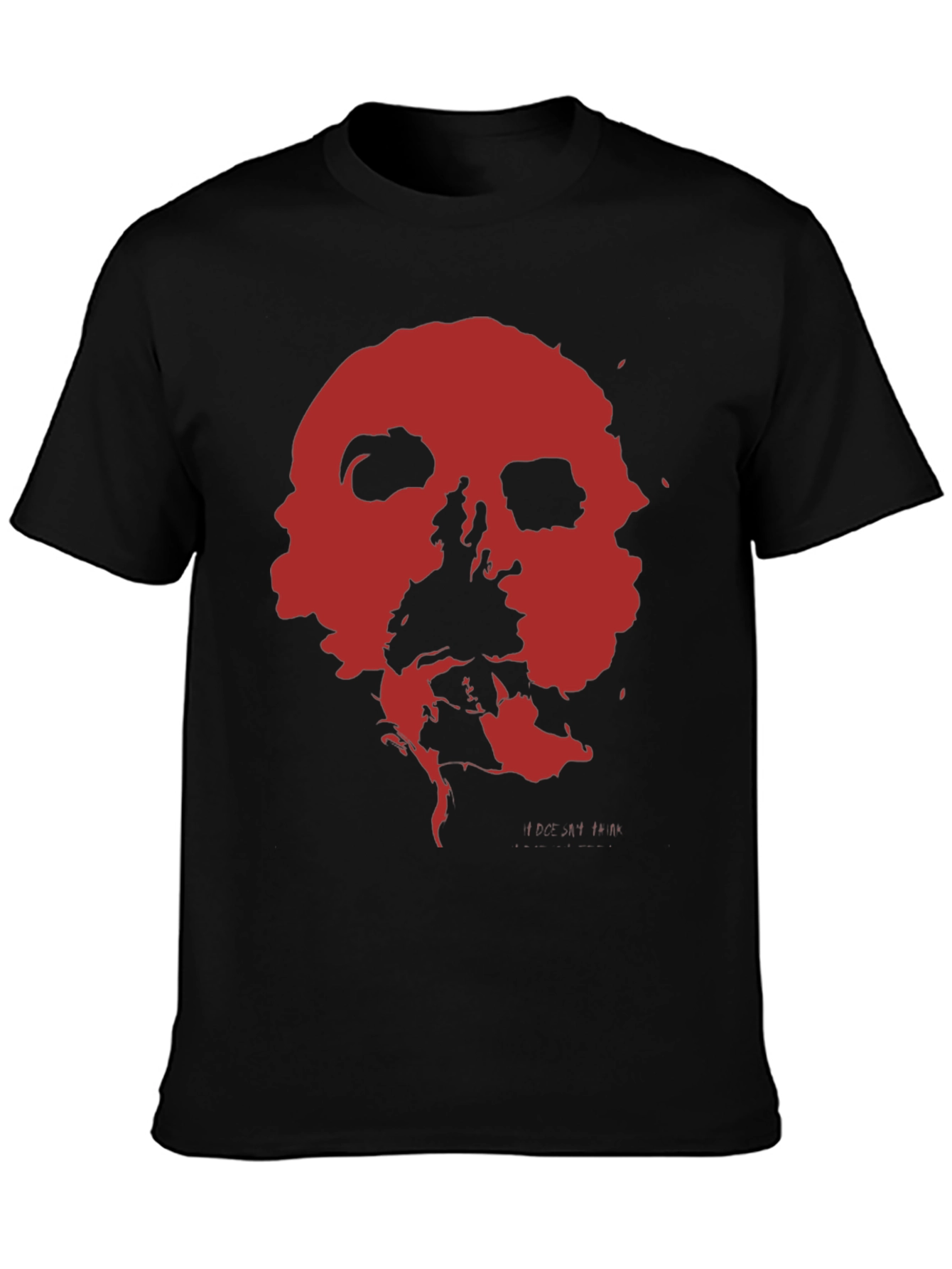 Abstract Red Skull Graphic Print Black T-Shirt