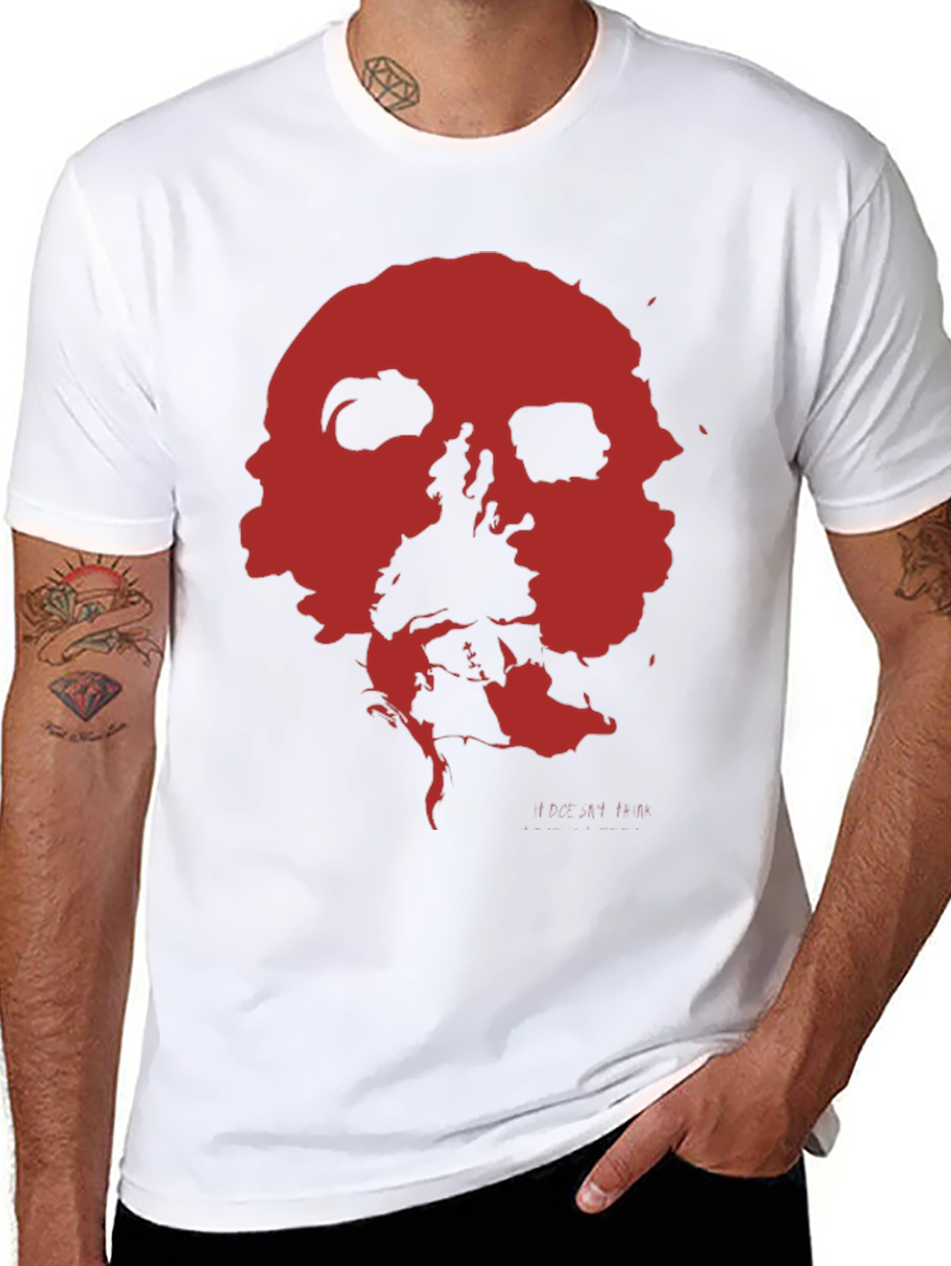 Abstract Red Skull Graphic Print Black T-Shirt