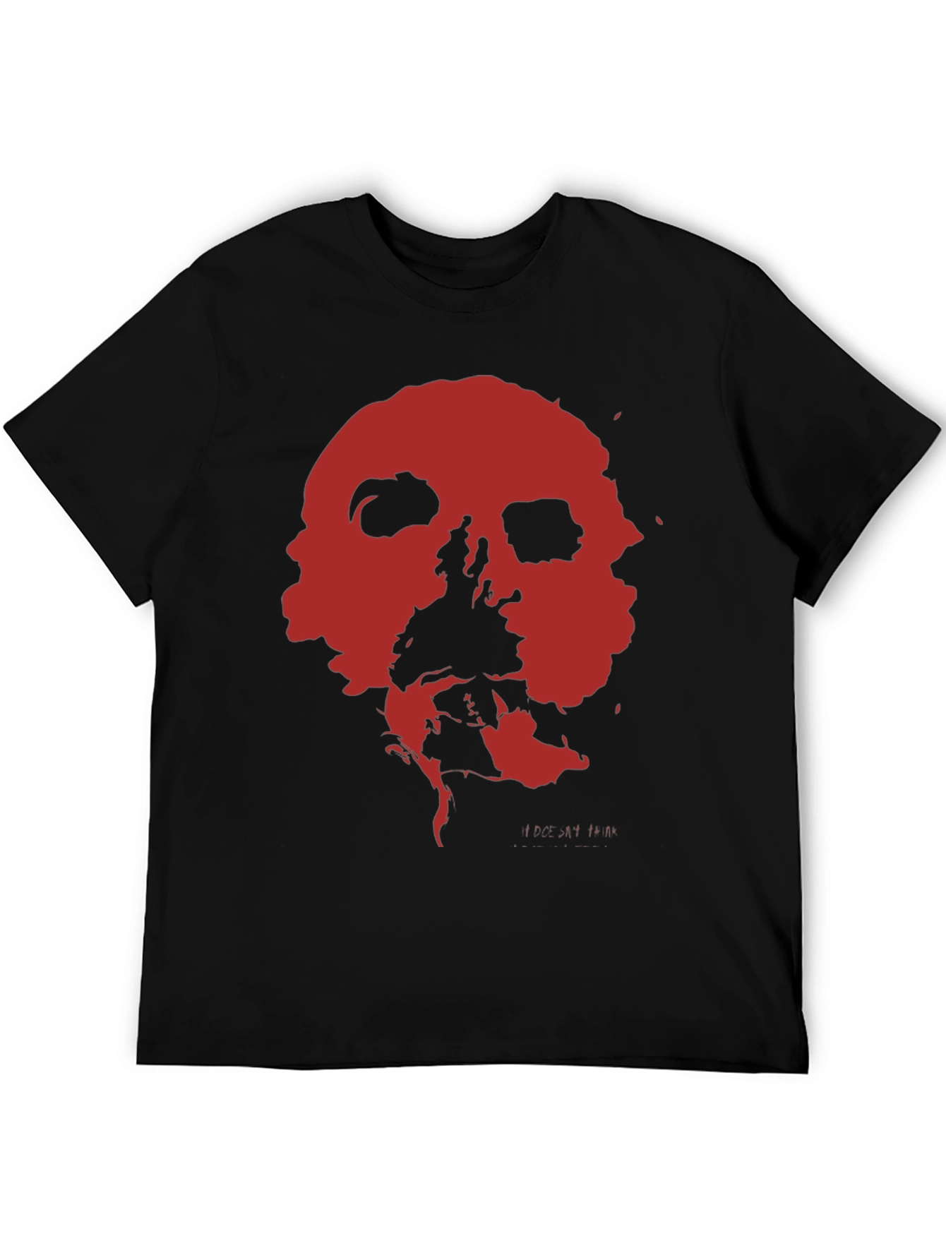 Abstract Red Skull Graphic Print Black T-Shirt