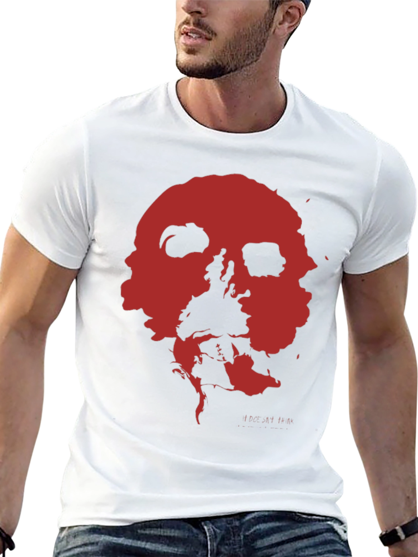 Abstract Red Skull Graphic Print Black T-Shirt