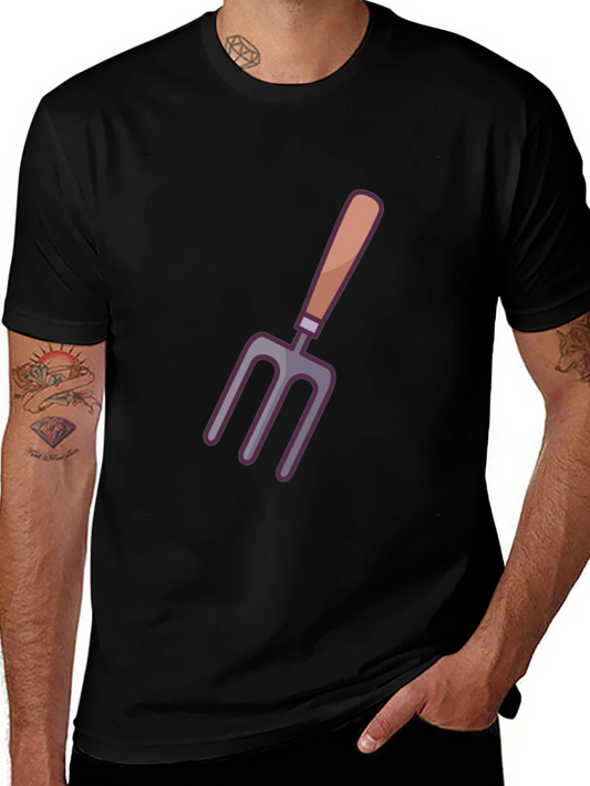 Gardening Fork Graphic Tee - Black Cotton Comfort