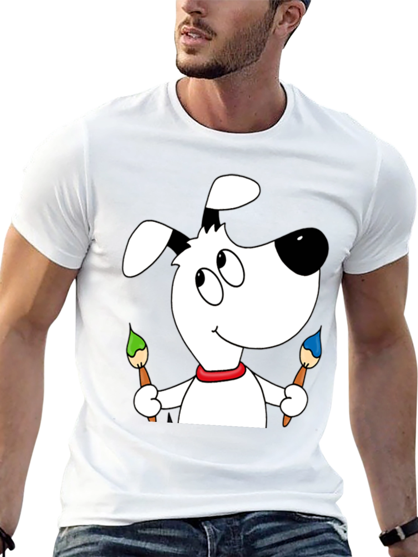 Cartoon Dog Artist T-Shirt - Fun & Unique Design