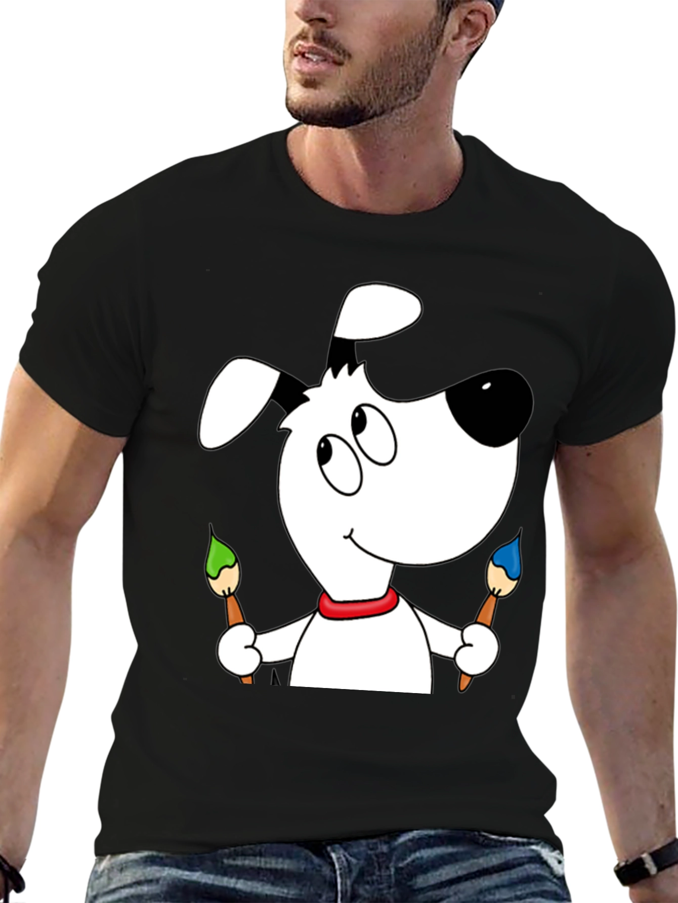Cartoon Dog Artist T-Shirt - Fun & Unique Design
