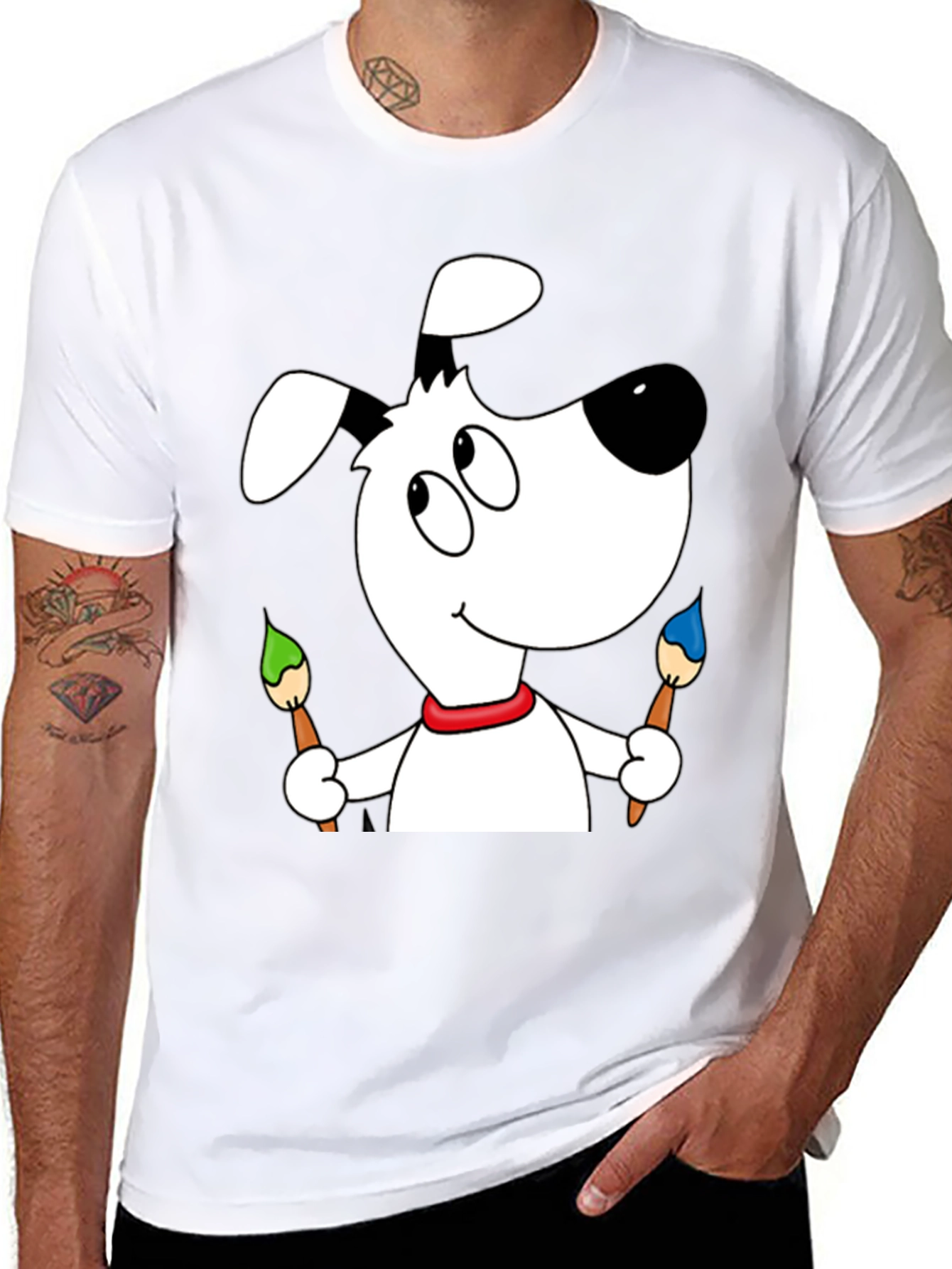 Cartoon Dog Artist T-Shirt - Fun & Unique Design