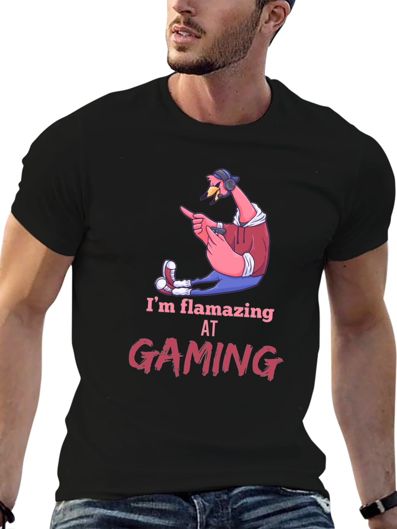 Flamazing Gaming Tee: Flamingo Gamer T-Shirt