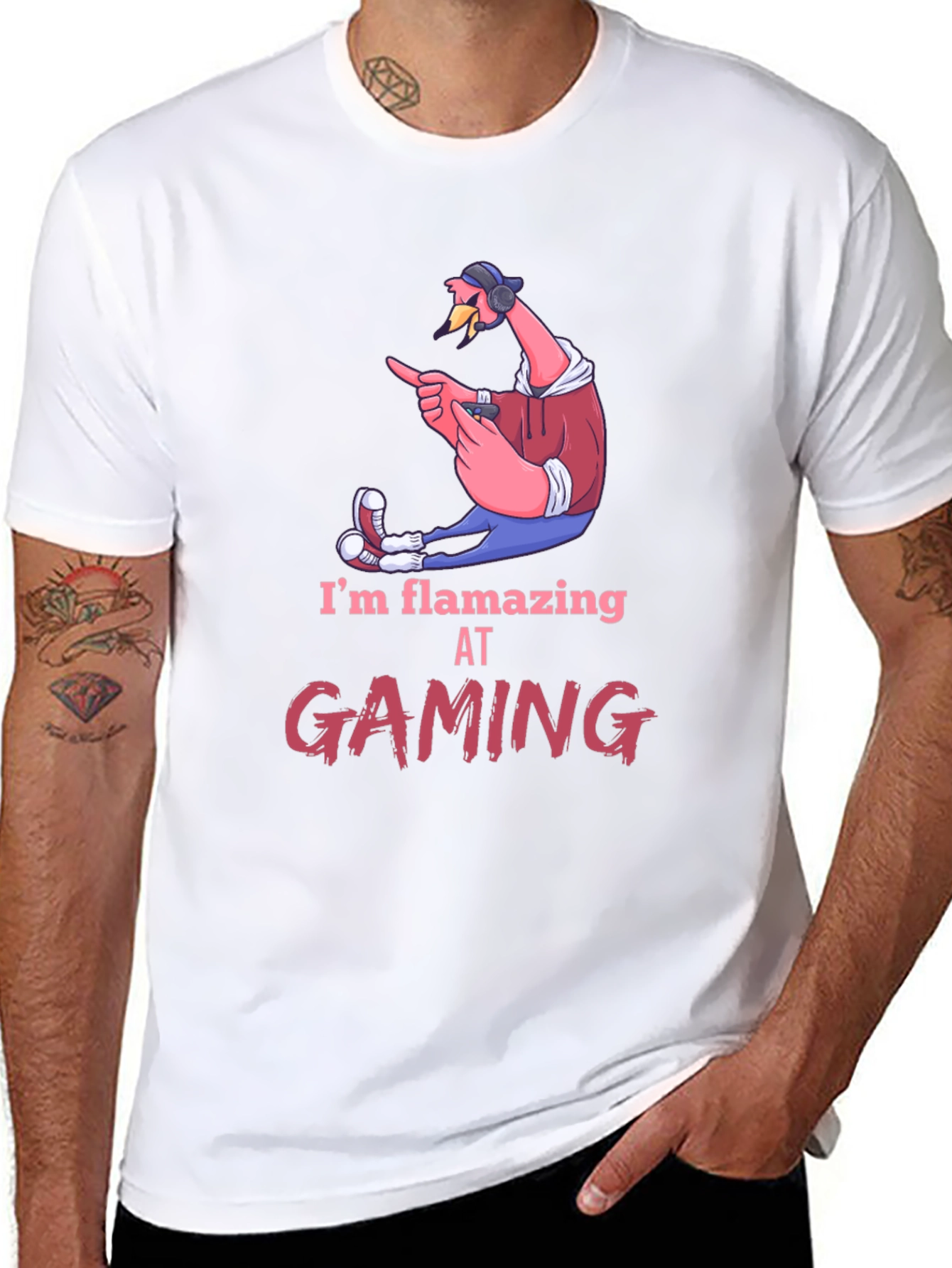 Flamazing Gaming Tee: Flamingo Gamer T-Shirt