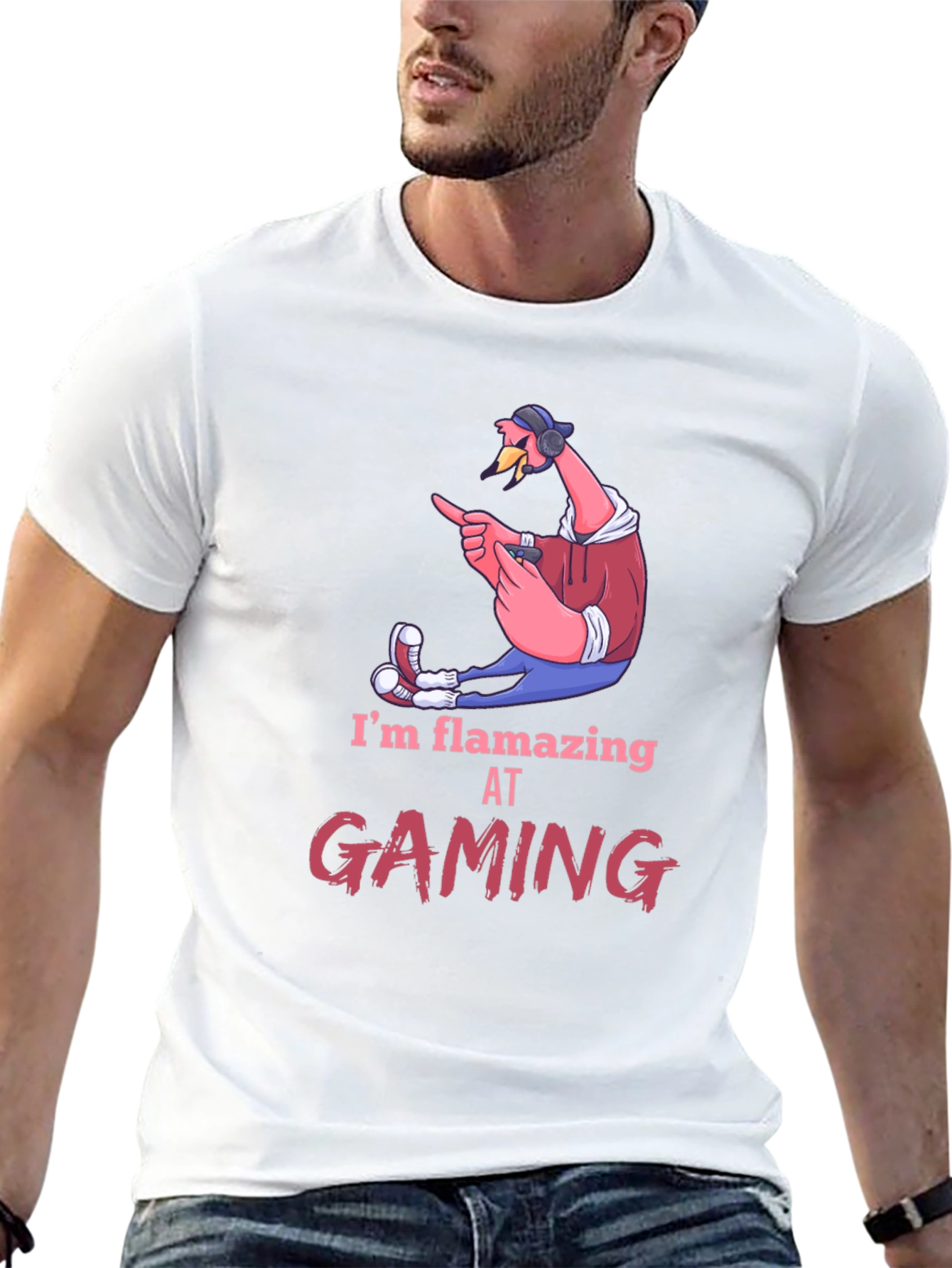 Flamazing Gaming Tee: Flamingo Gamer T-Shirt