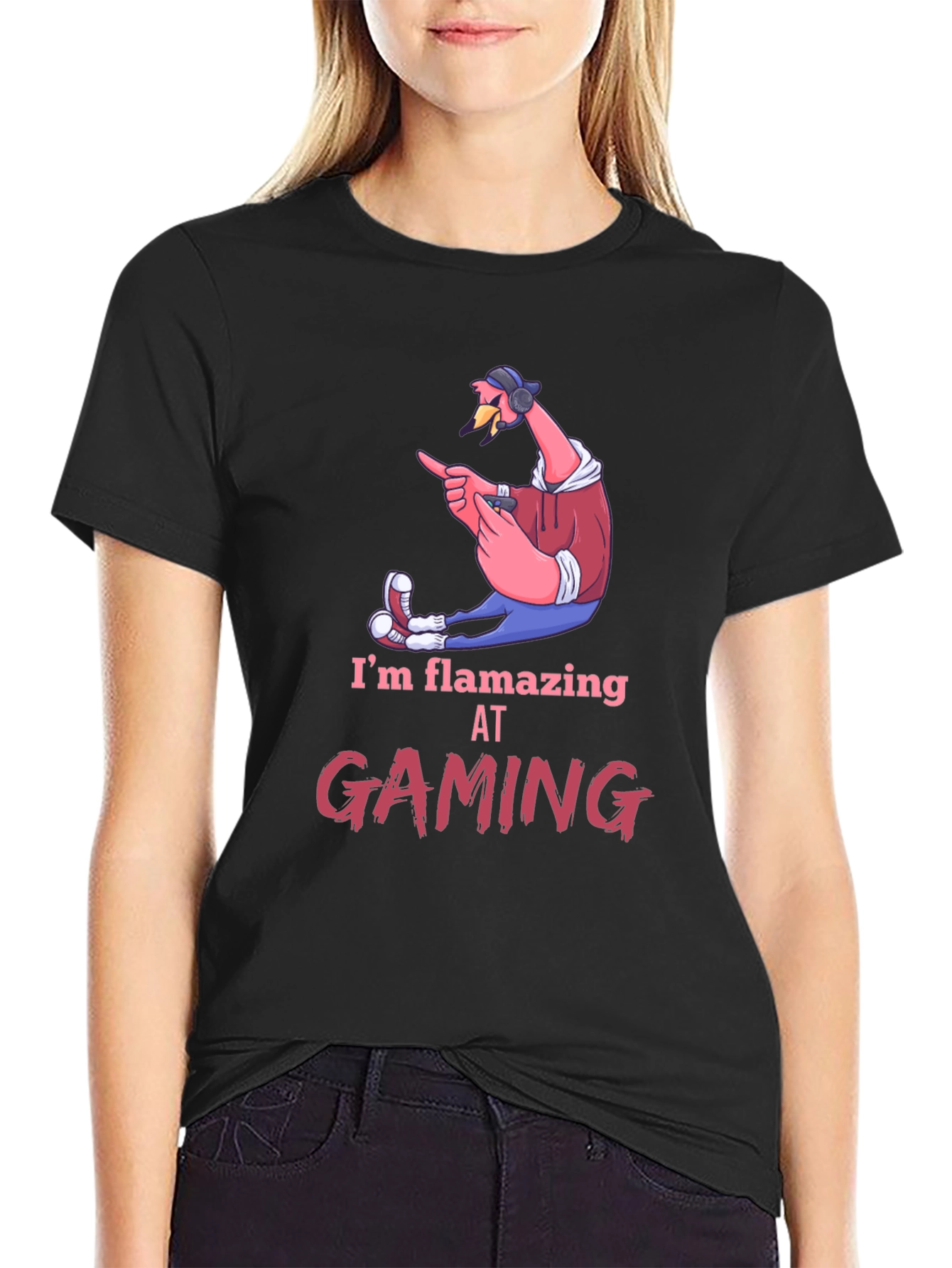Flamazing Gaming Tee: Flamingo Gamer T-Shirt