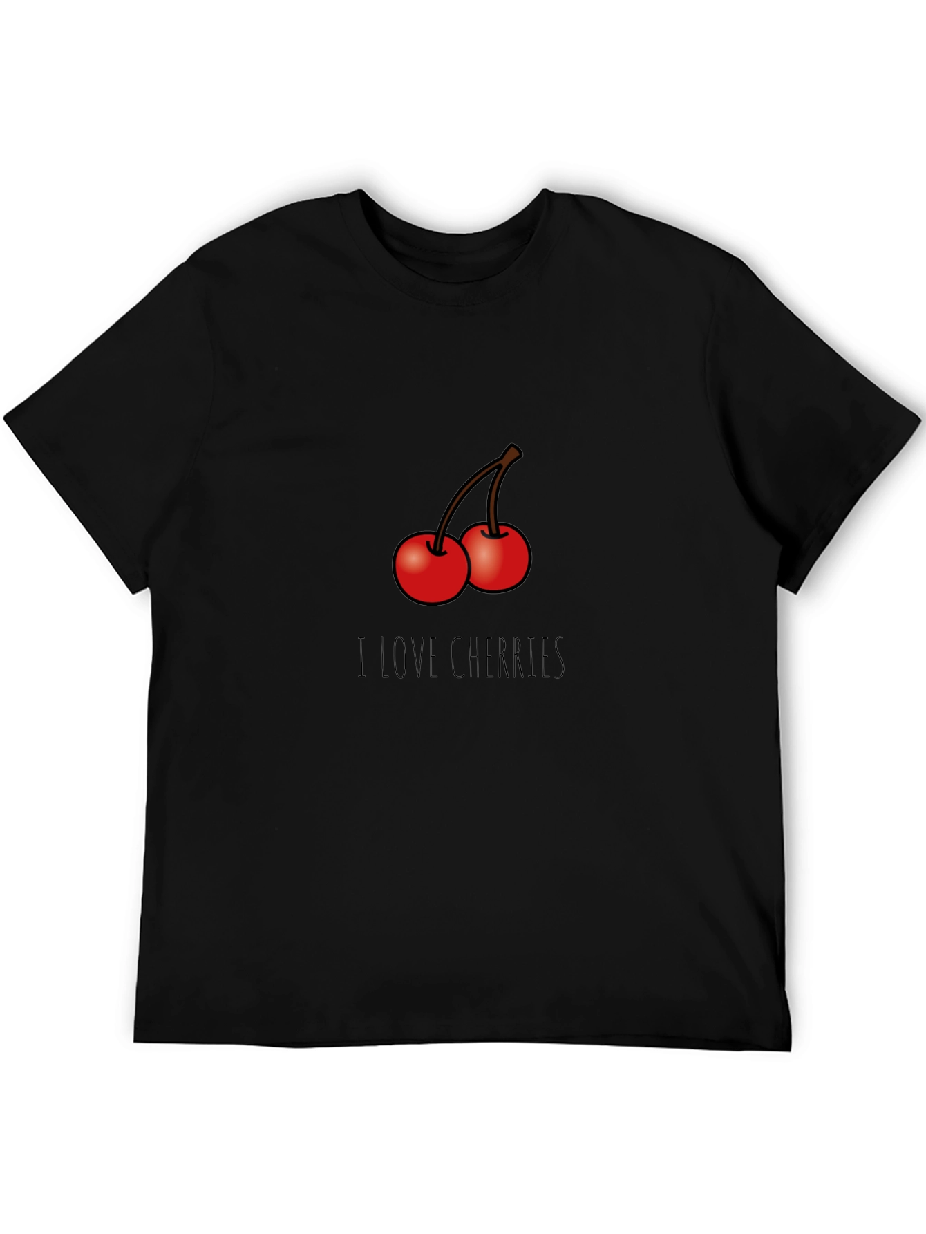 I Love Cherries Graphic T-Shirt - Black