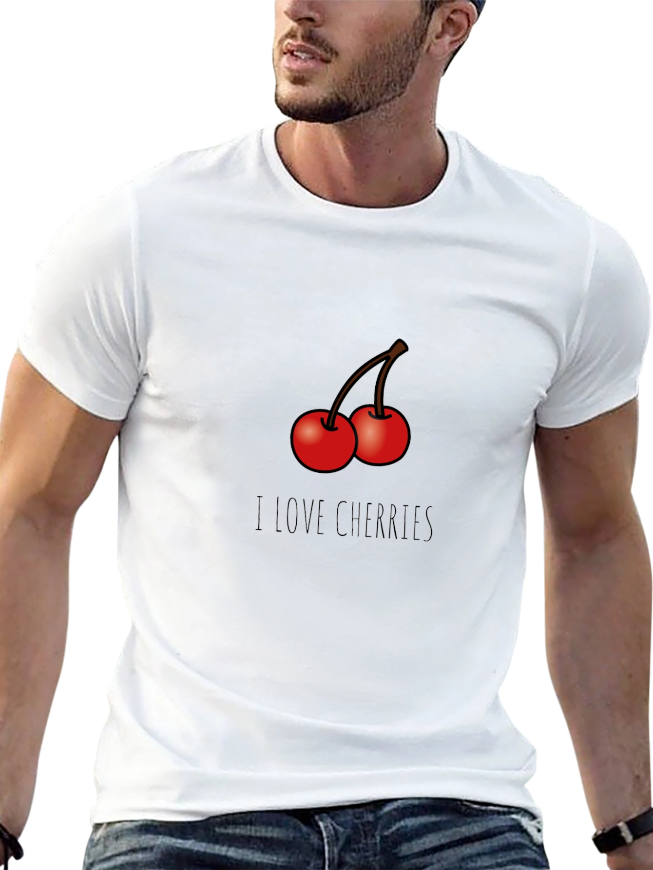 I Love Cherries Graphic T-Shirt - Black