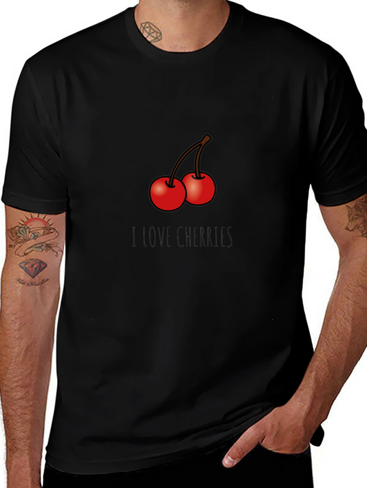 I Love Cherries Graphic T-Shirt - Black