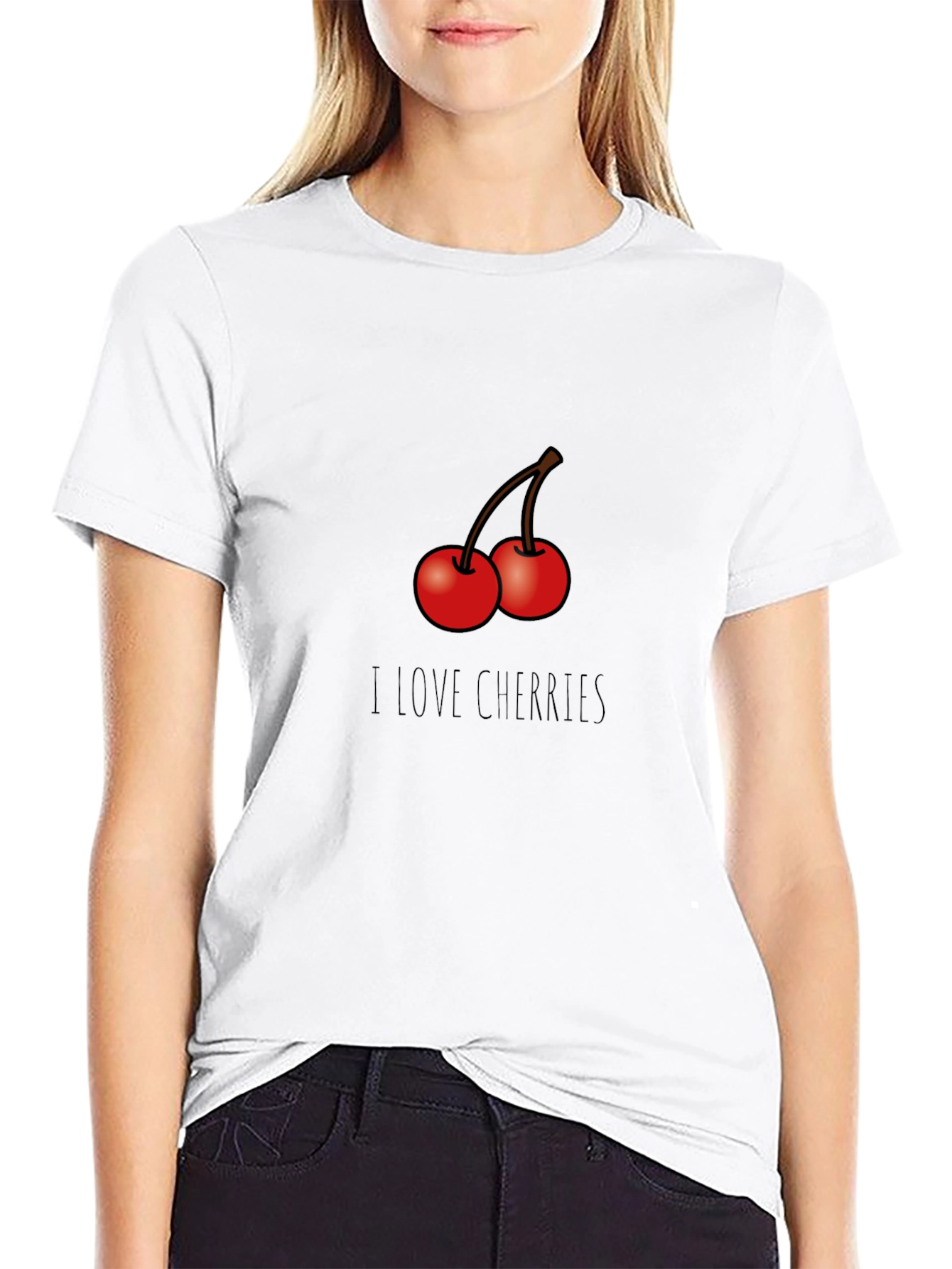 I Love Cherries Graphic T-Shirt - Black