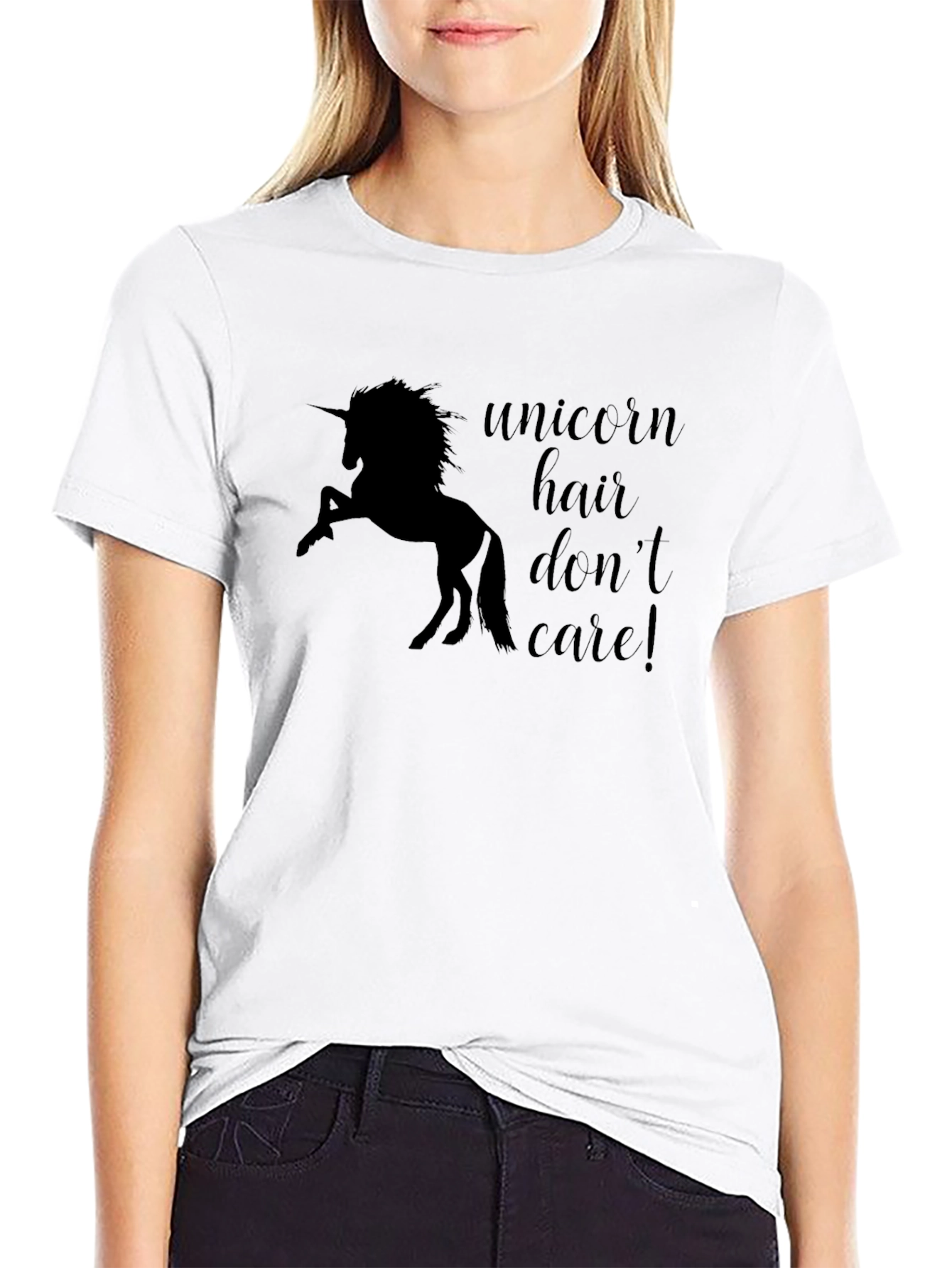 Unicorn Hair Dont Care! Black T-Shirt