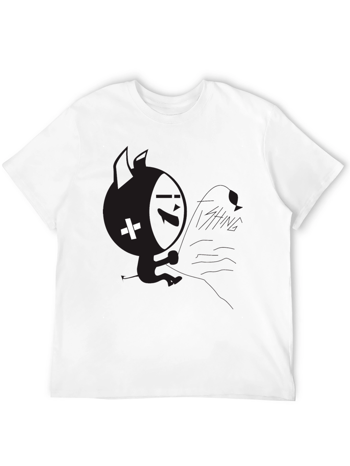 Mens Black Graphic T-Shirt with White Plus Design