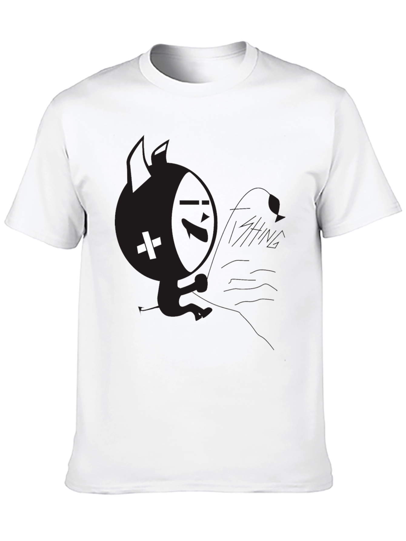 Mens Black Graphic T-Shirt with White Plus Design