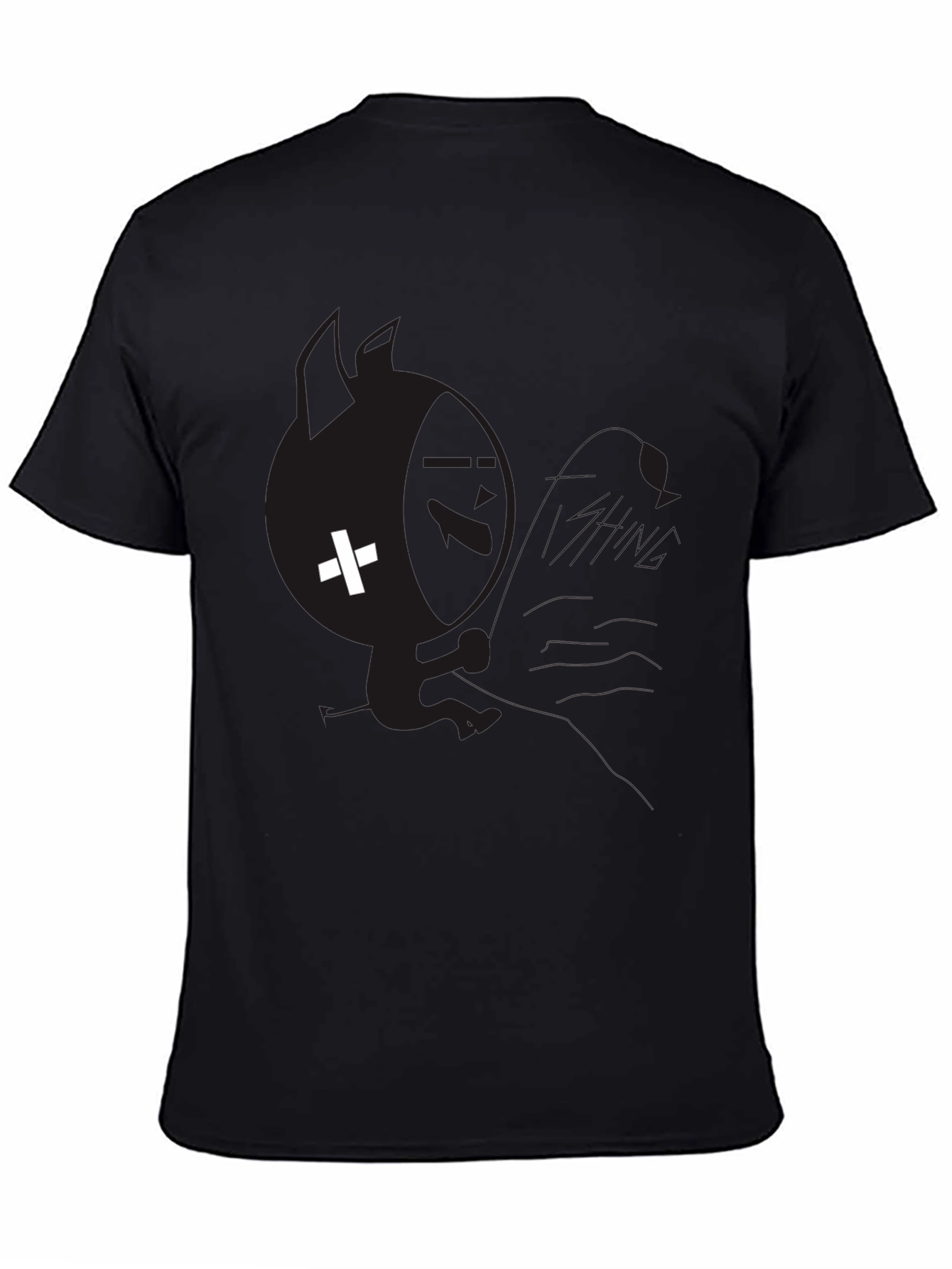 Mens Black Graphic T-Shirt with White Plus Design