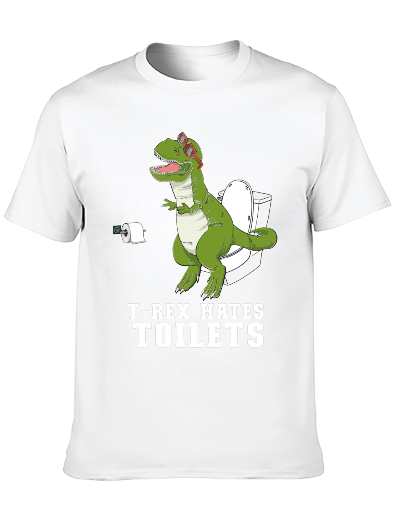 Funny T-Rex Hates Toilets Graphic Tee