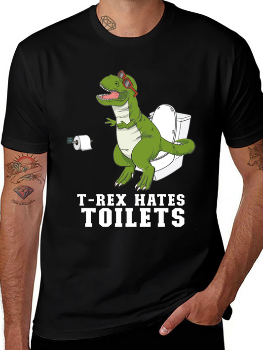 Funny T-Rex Hates Toilets Graphic Tee
