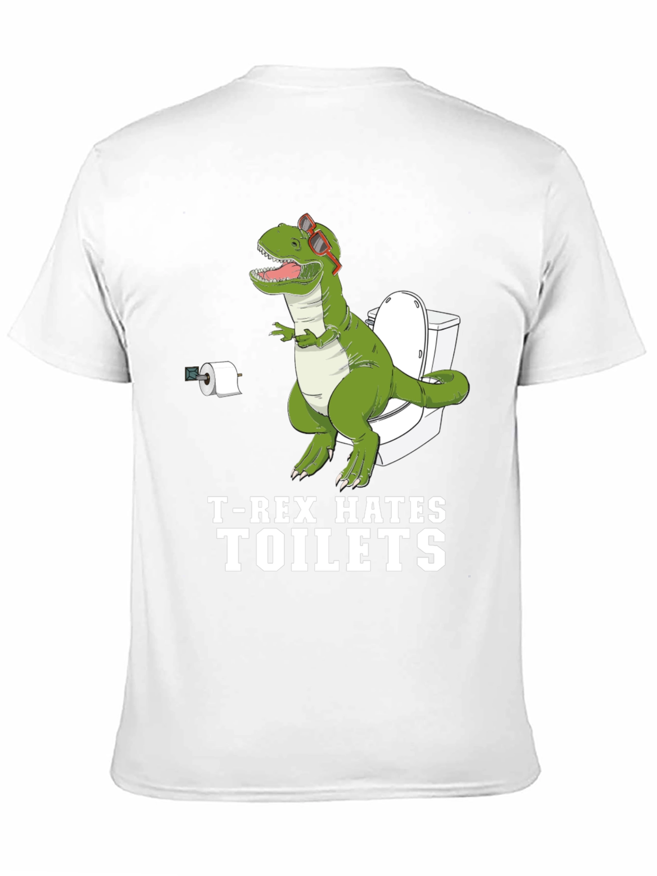 Funny T-Rex Hates Toilets Graphic Tee