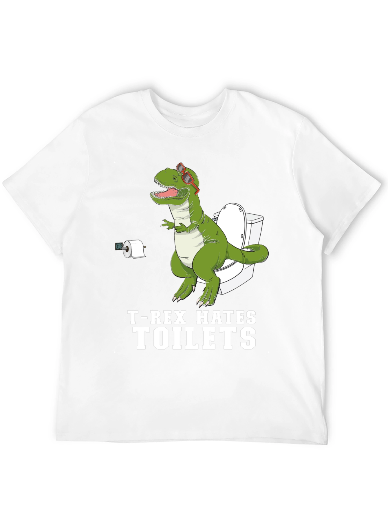Funny T-Rex Hates Toilets Graphic Tee