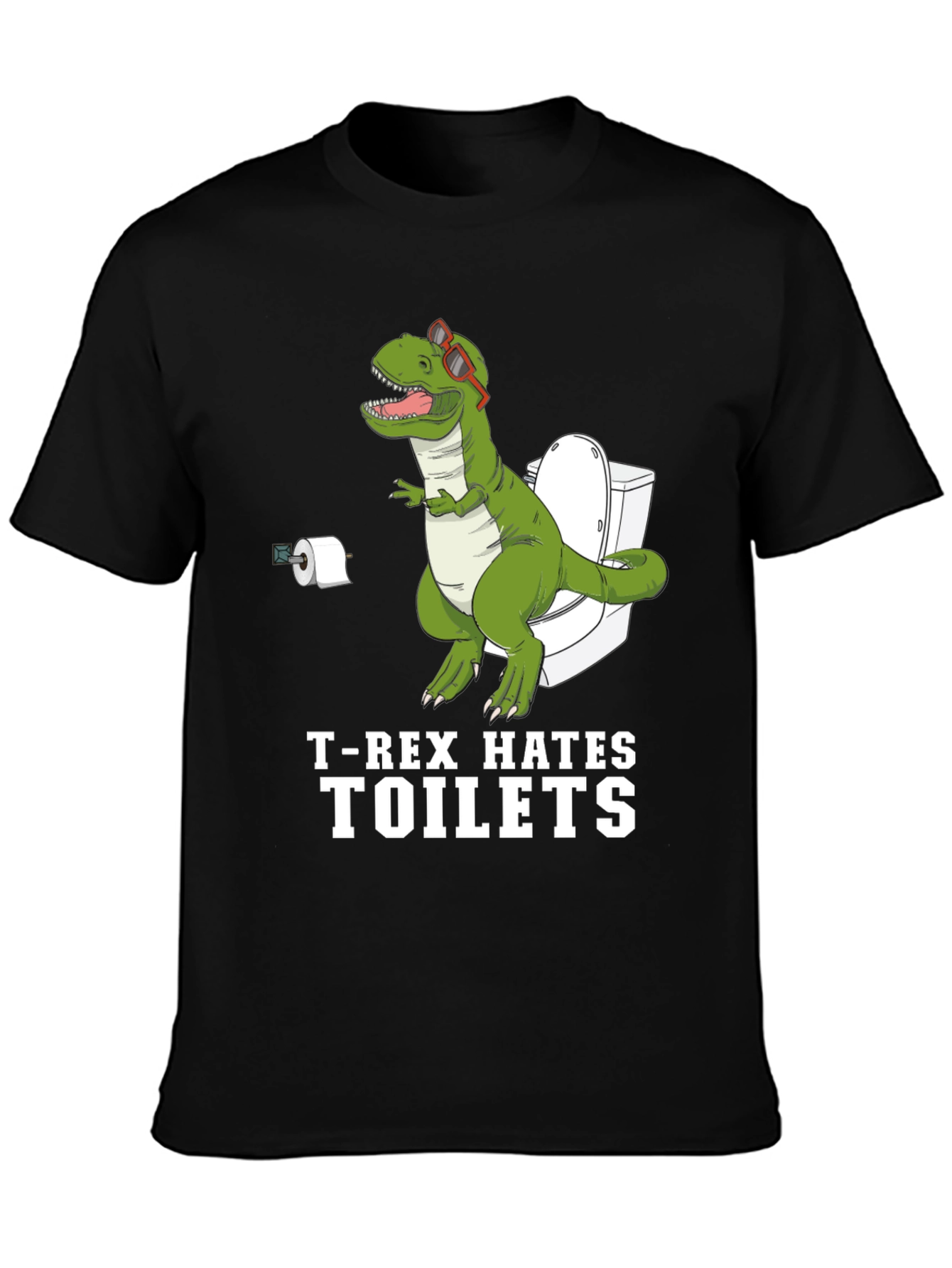 Funny T-Rex Hates Toilets Graphic Tee