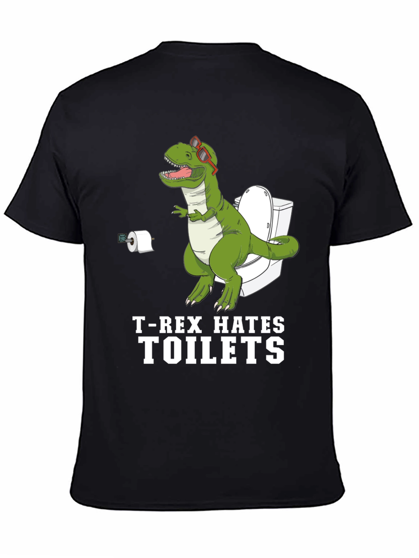 Funny T-Rex Hates Toilets Graphic Tee