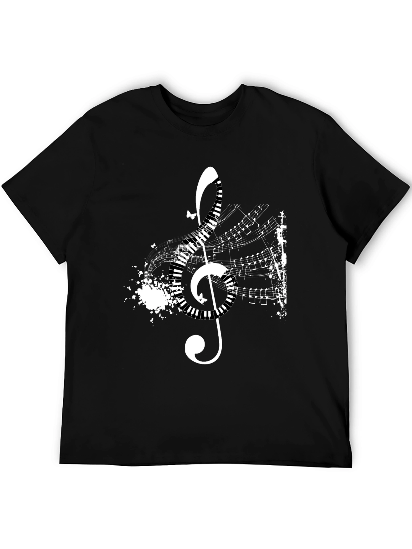 Musical Treble Clef Graphic Black T-Shirt