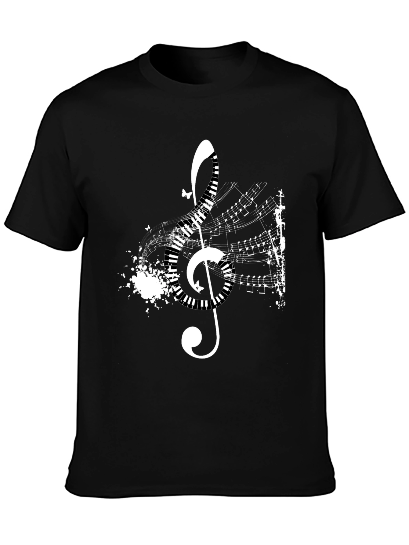 Musical Treble Clef Graphic Black T-Shirt