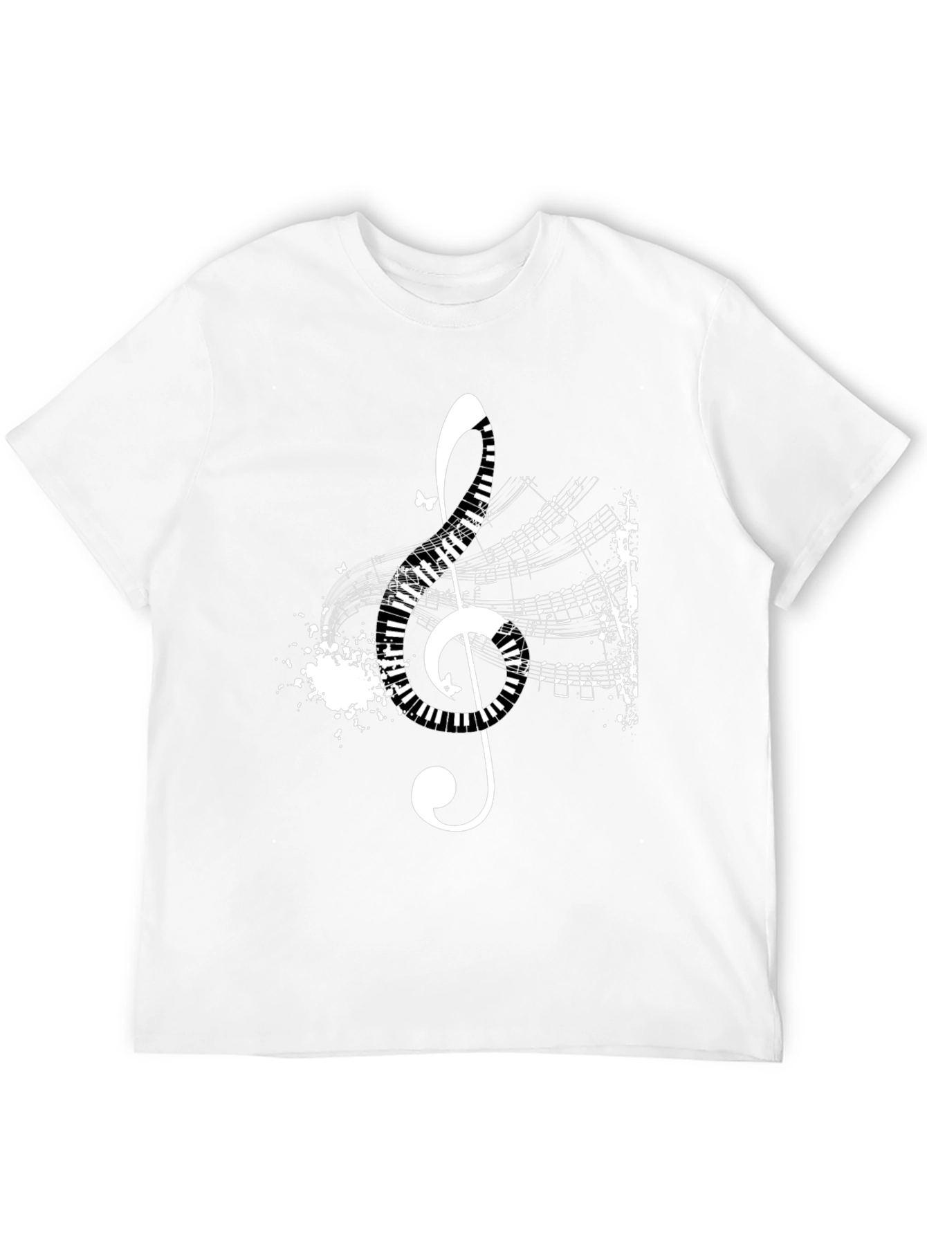 Musical Treble Clef Graphic Black T-Shirt