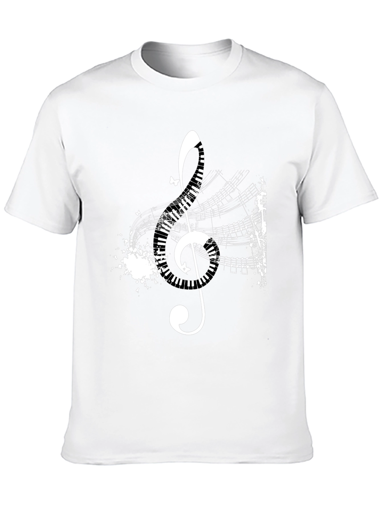 Musical Treble Clef Graphic Black T-Shirt