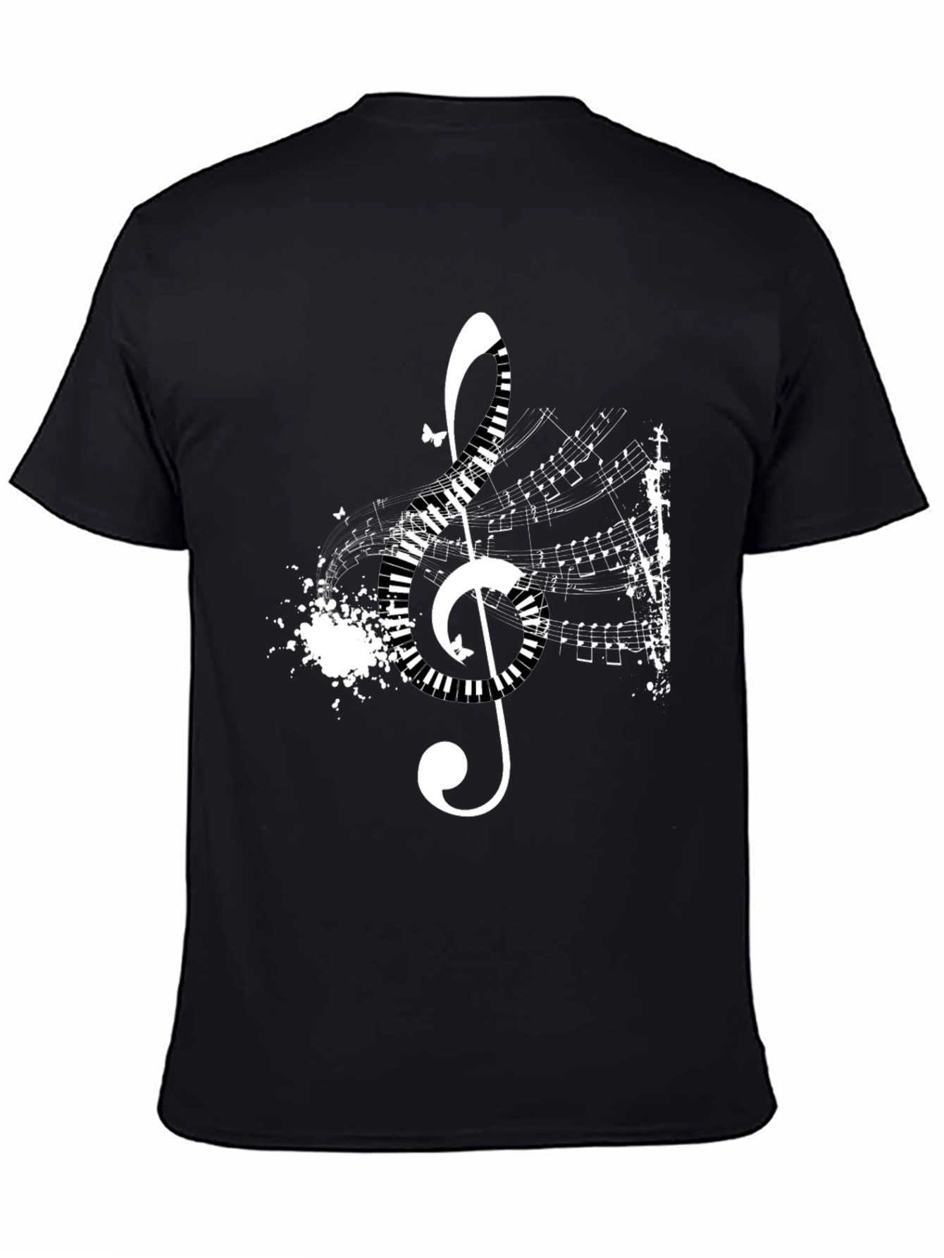 Musical Treble Clef Graphic Black T-Shirt