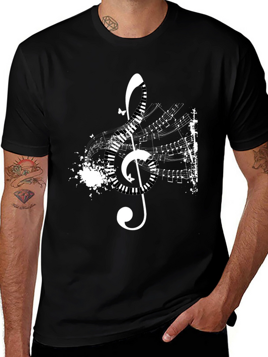 Musical Treble Clef Graphic Black T-Shirt