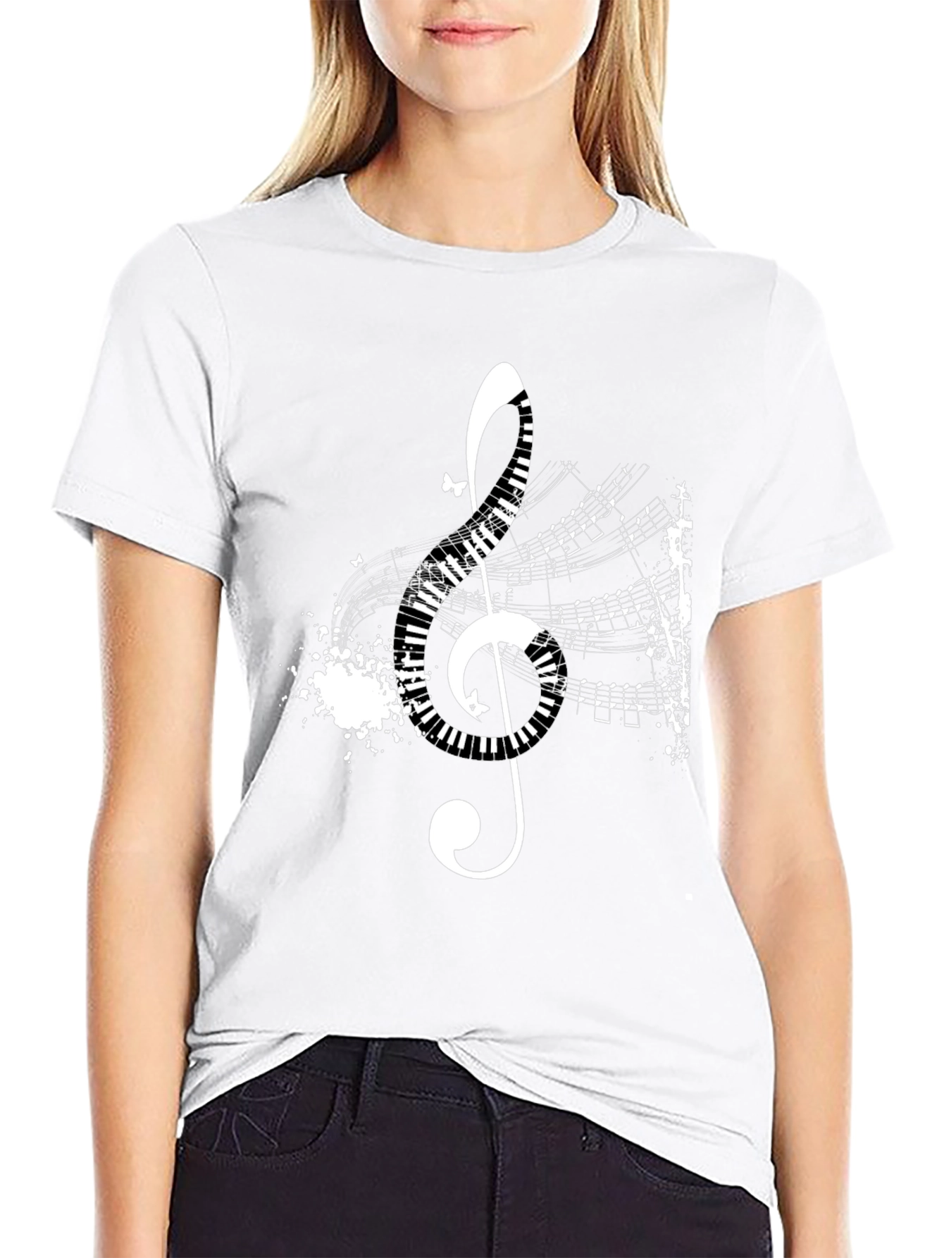 Musical Treble Clef Graphic Black T-Shirt