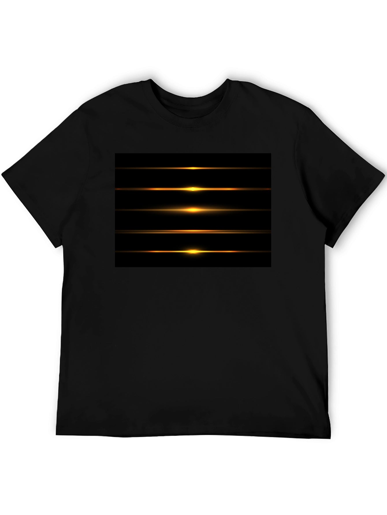 Mens Black Graphic Tee - Light Streak Design