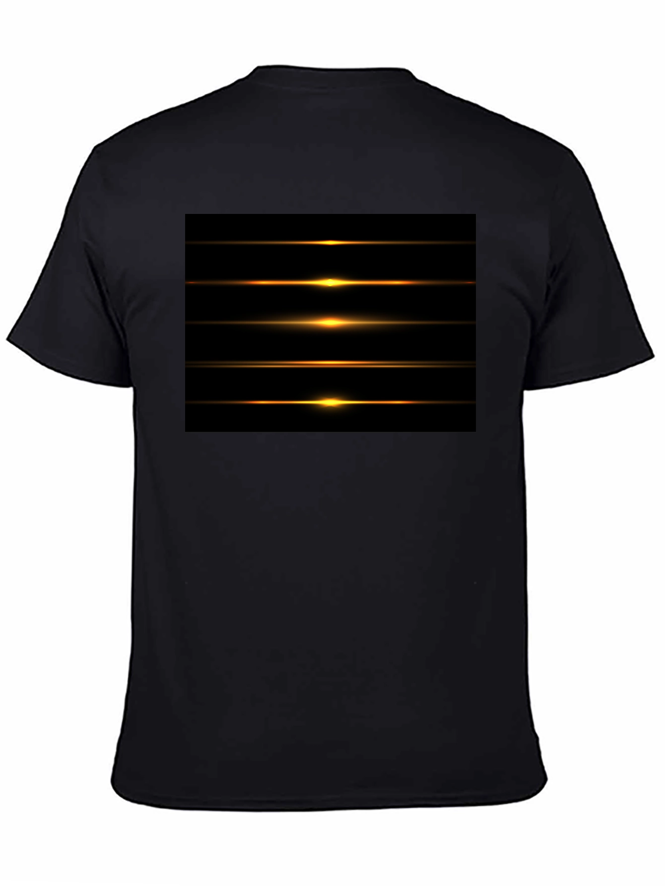 Mens Black Graphic Tee - Light Streak Design