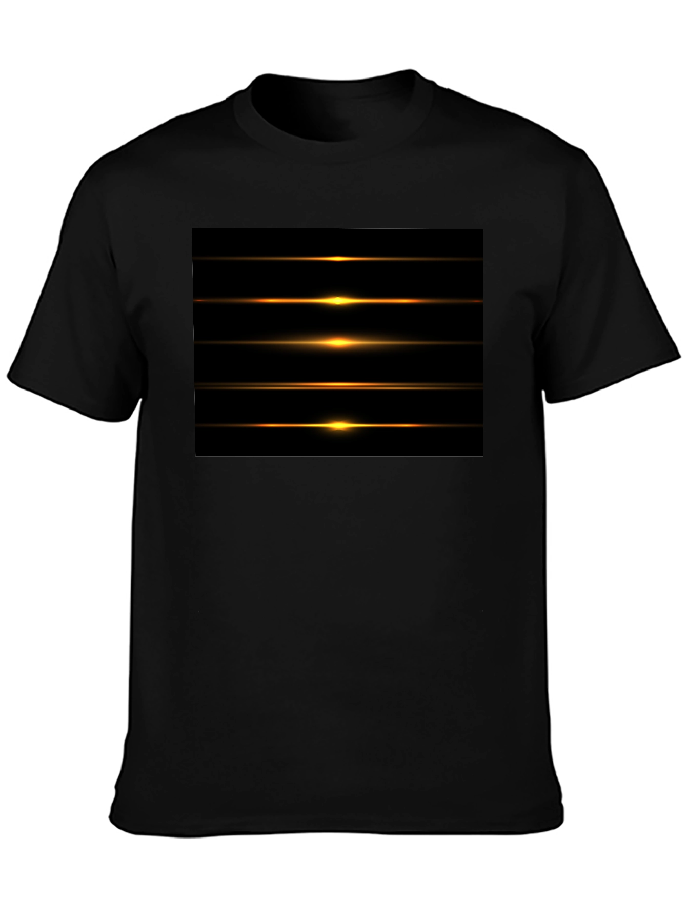 Mens Black Graphic Tee - Light Streak Design
