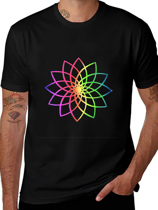 Rainbow Lotus Black T-Shirt