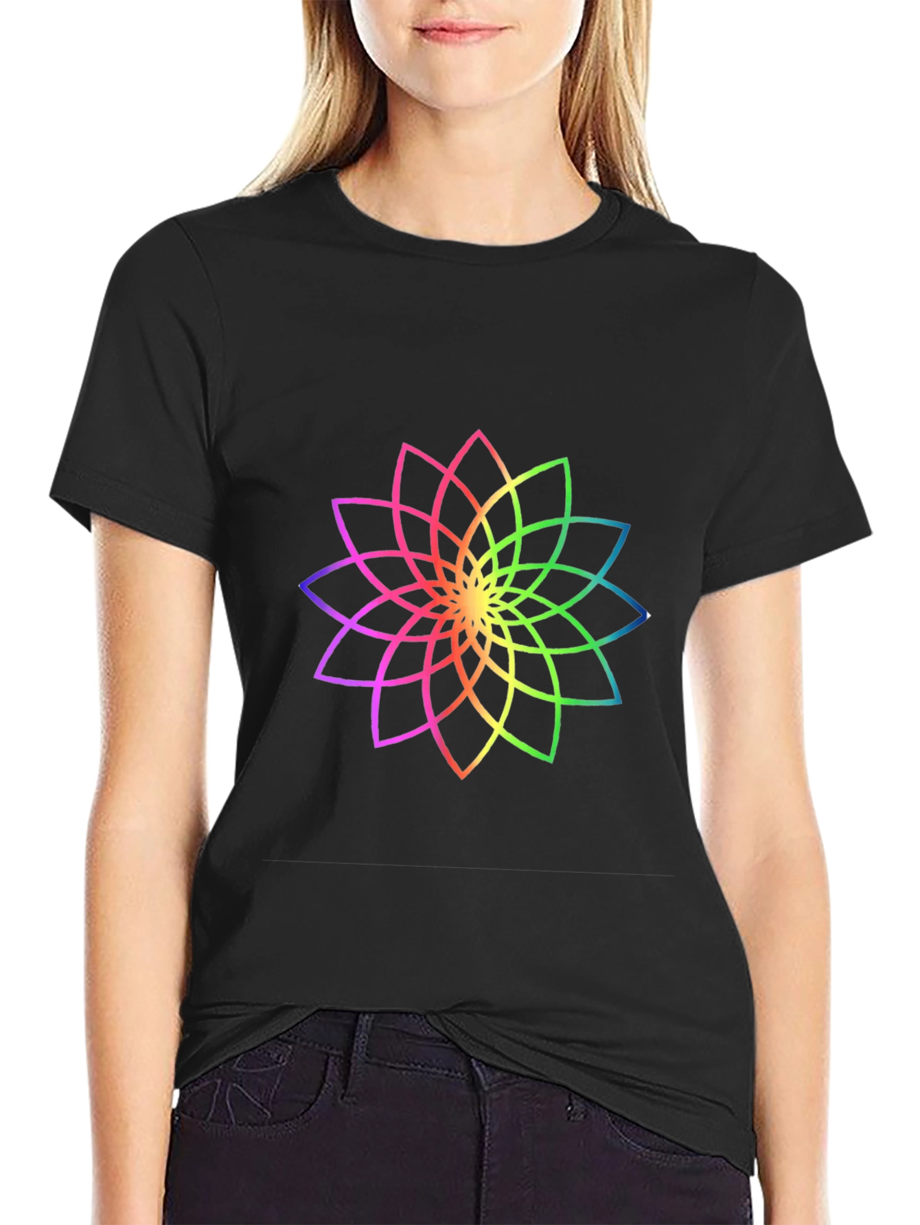 Rainbow Lotus Black T-Shirt