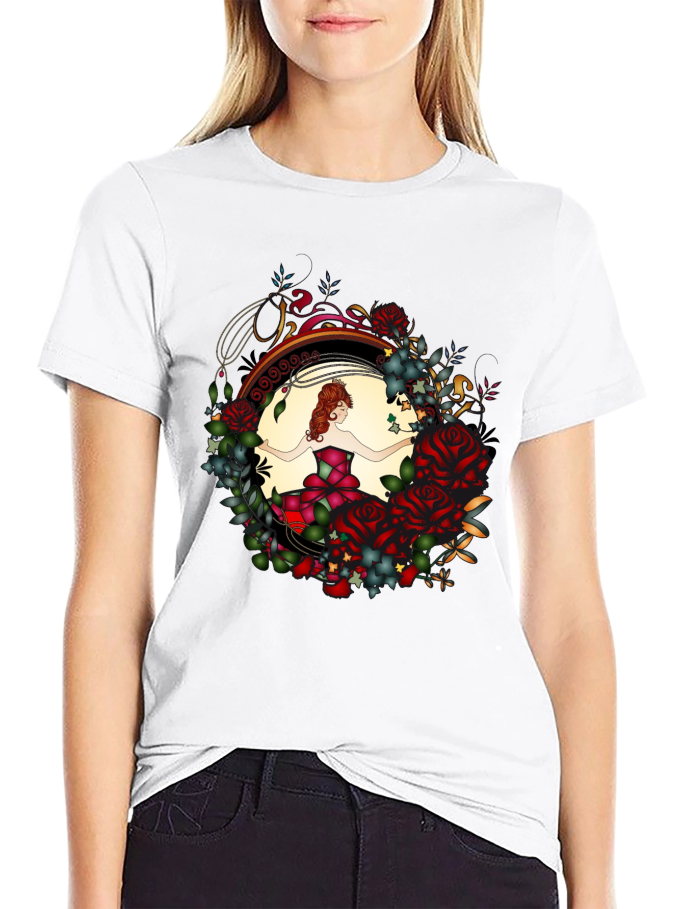 Floral Dancer Graphic Black T-Shirt